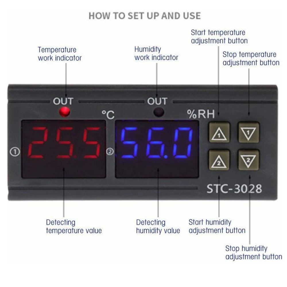 STC-1000 STC-3008 STC-3028 LED Digital Temperature Controller Thermostat Thermoregulator Incubator Relay Hygrometer 12V 24V 220V