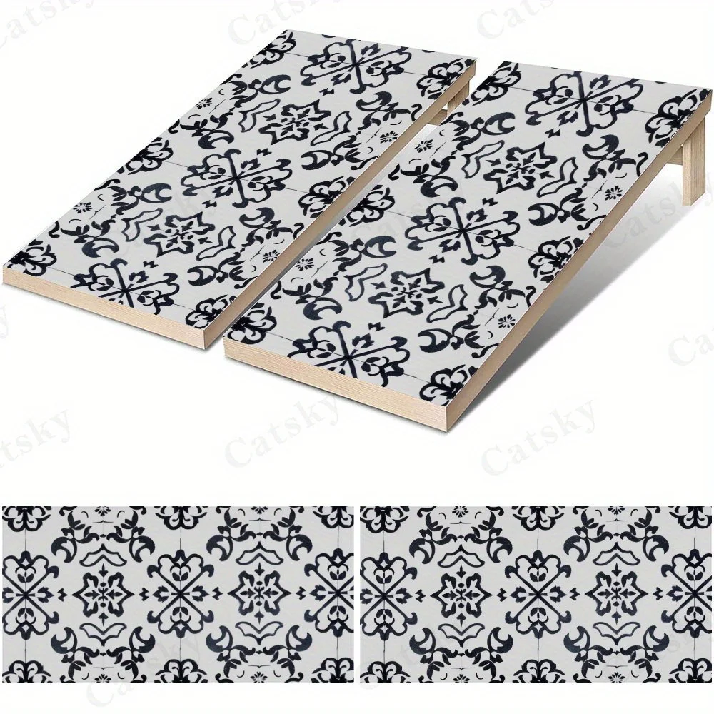 Black White Pattern Grace,2D Flat Vinyl Sandboard Decals - Budget-Friendly and High Value, Bubble-Free and Easy to Stick, Waterp