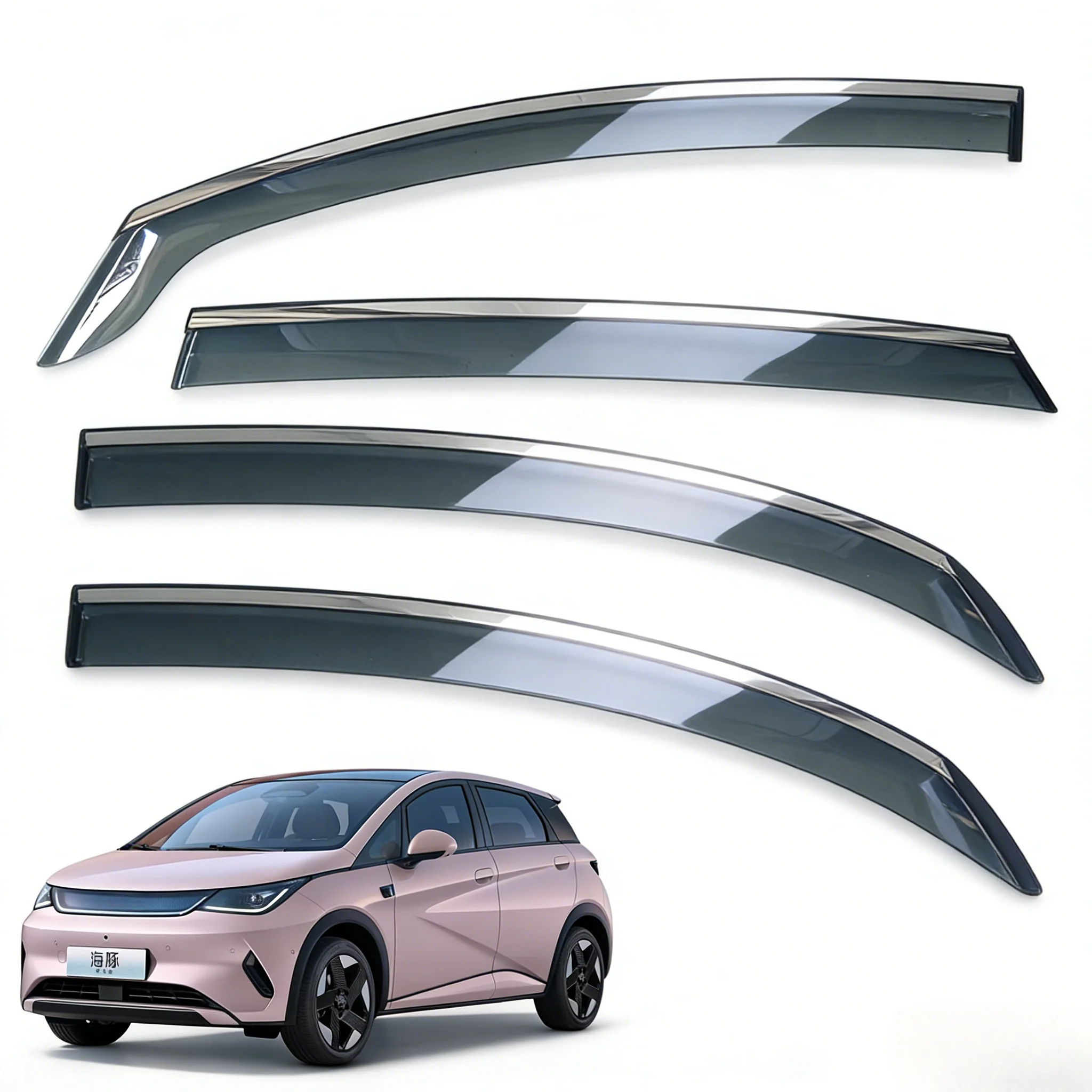 

For BYD Dolphin 2023 2024 2025 Window Visors Wind Deflectors Rain Guards Tape-On Vent Visors Car Exterior Accessories