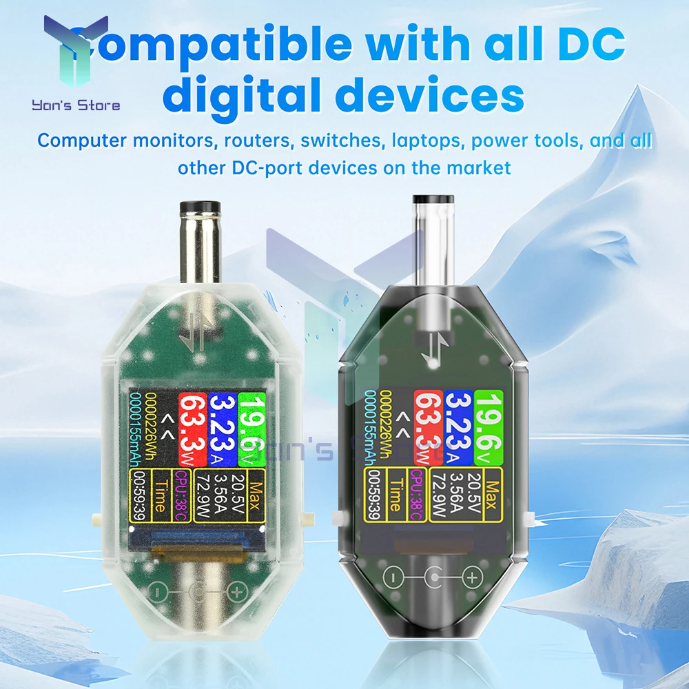 DT550 DC5.5 * 2.5 واجهة تستر تيار مستمر 4.5-50 فولت 0-12A عالية الدقة الجهد فاحص التيار الفولتميتر الرقمي مقياس التيار الكهربائي