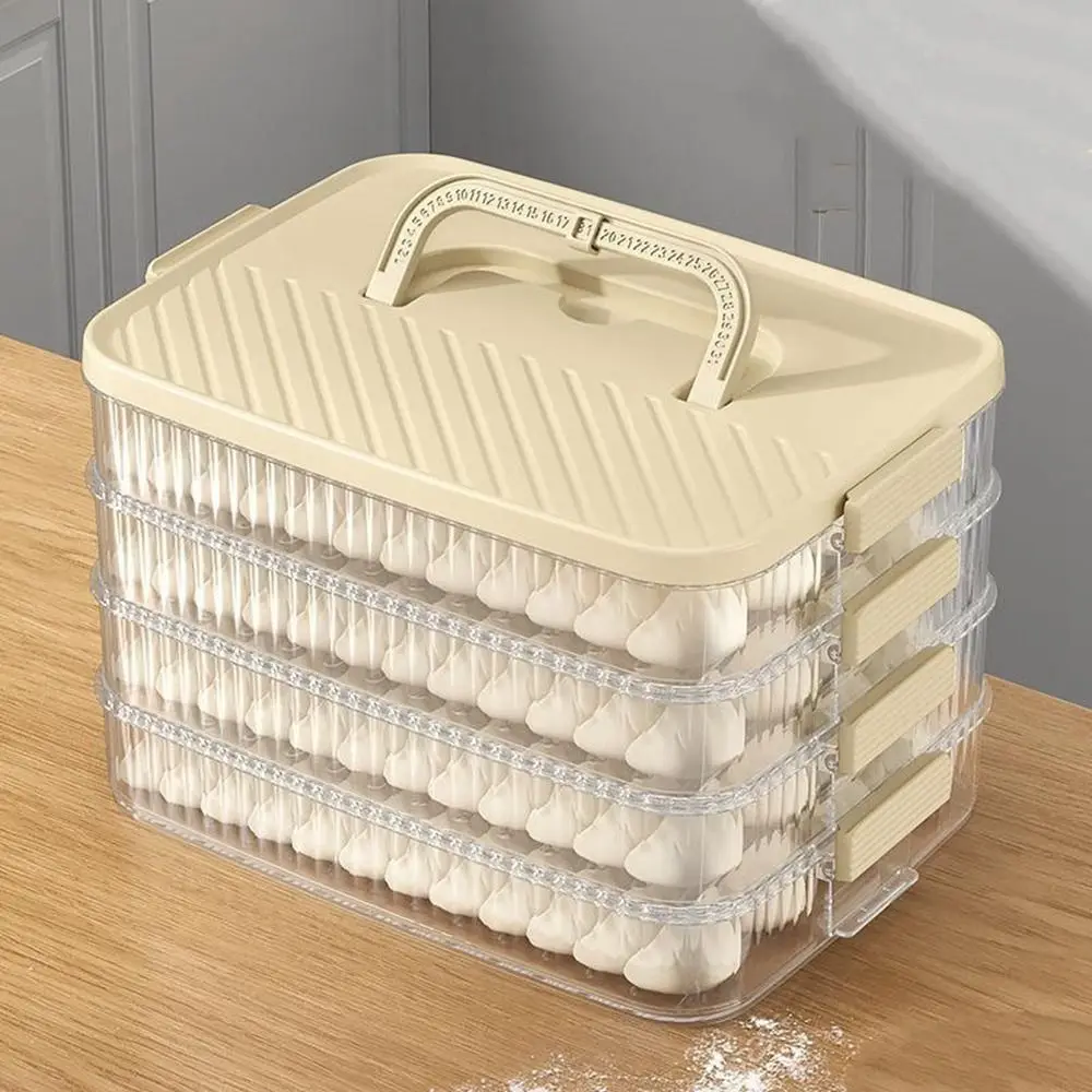 Plastic Frozen Dumpling Storage Box Multi-layer Large Capacity Wonton Storage Box with Lid Fresh-keeping Food Storage Container