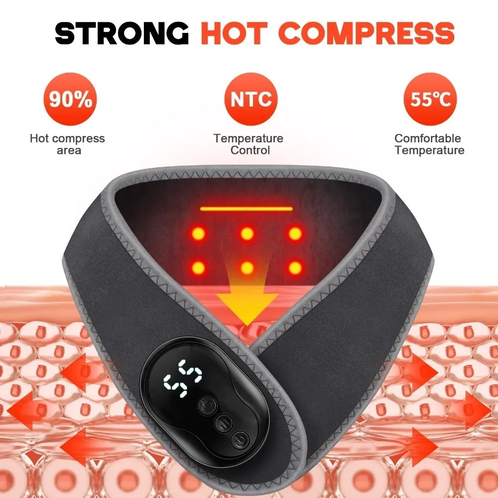 5-Level Temperature Control 2-In-1 Neck Massager 3-Level Vibration Portable Neck Protection And Warming Artifact Wireless