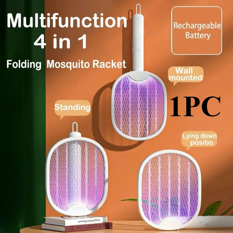 

3000V Foldable Electric Mosquito Killer USB Rechargeable Fly Trap Mosquito Swatter Racket Insect Killer With UV Light Bug Zapper