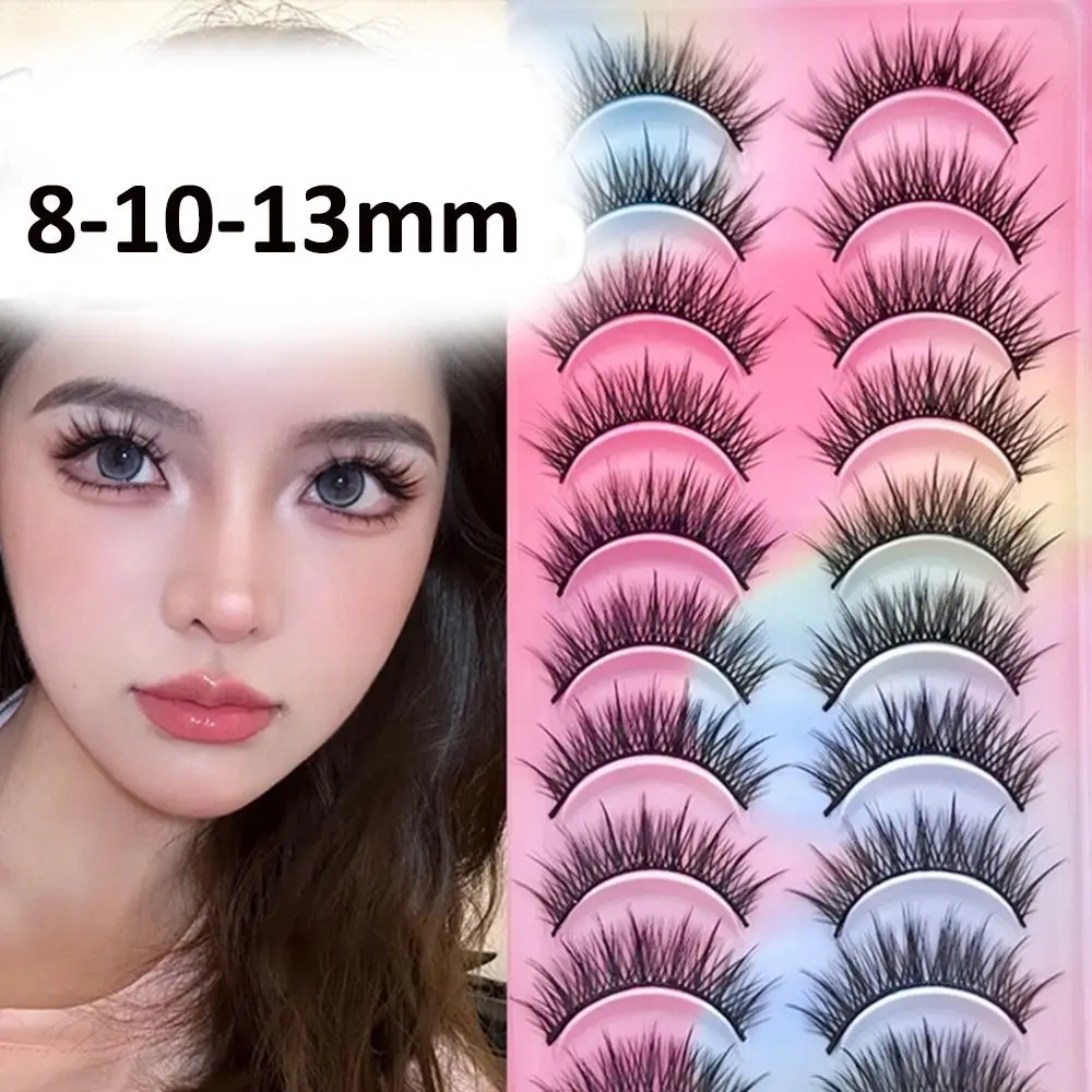 10 paar 3D Faux Nertsen Faux Nertsen Wimpers Pluizige Zwarte Band Valse Wimpers Natuurlijke Look Dikke Volume Nep Wimpers voor Dagelijks