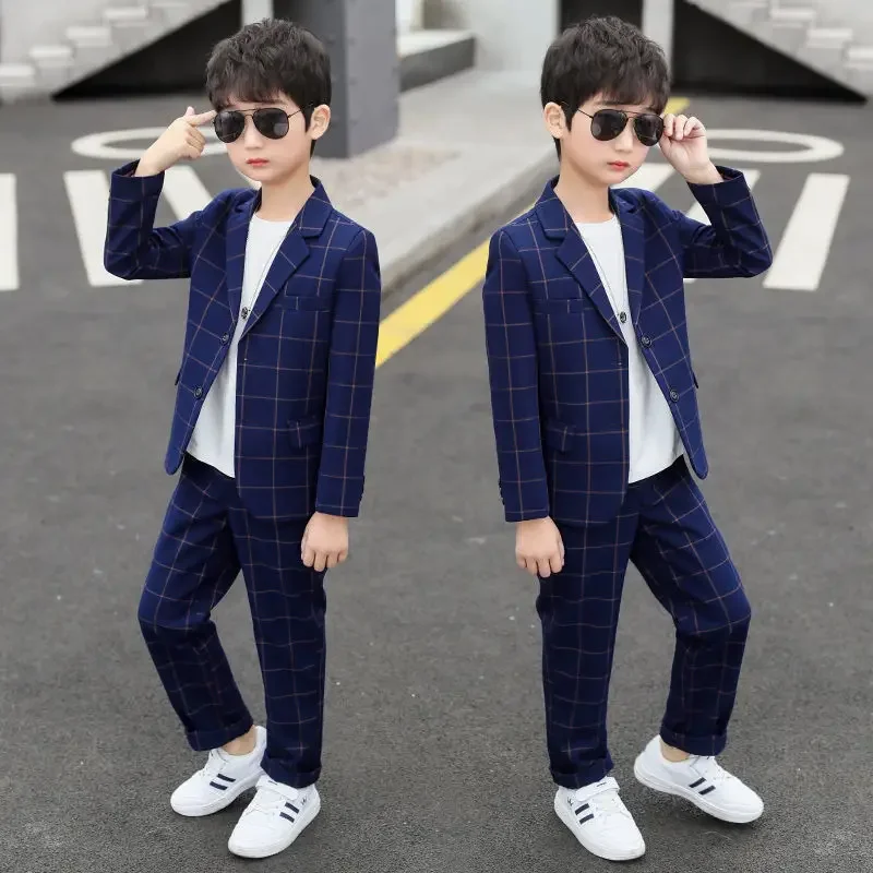 

2024 Teens Classic Formal Boys Gentleman Wedding Suit Children Outerwear Clothing School Uniform Boy Outfit Suits For 4-12 Year