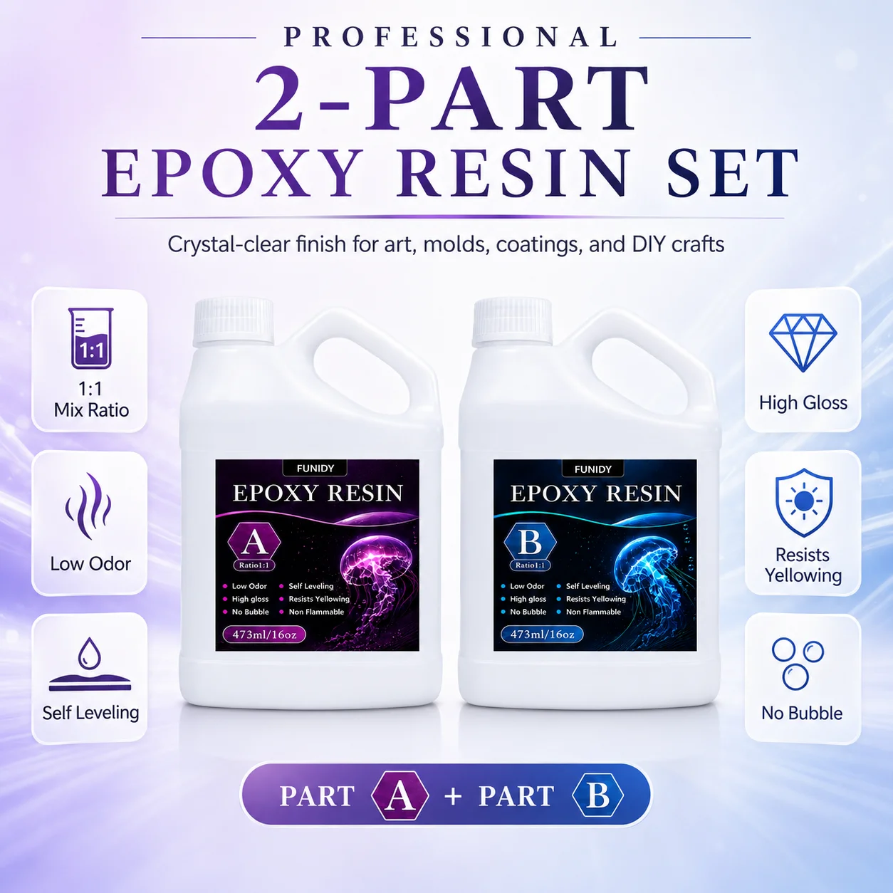 Klares Epoxidharz-Set Geeignet für DIY, 1:1 Verhältnis No-Mix-Formel für Schmuckherstellung, Tischplatten-Bastelarbeiten, Holzanwendungen, Formen – Detail 4