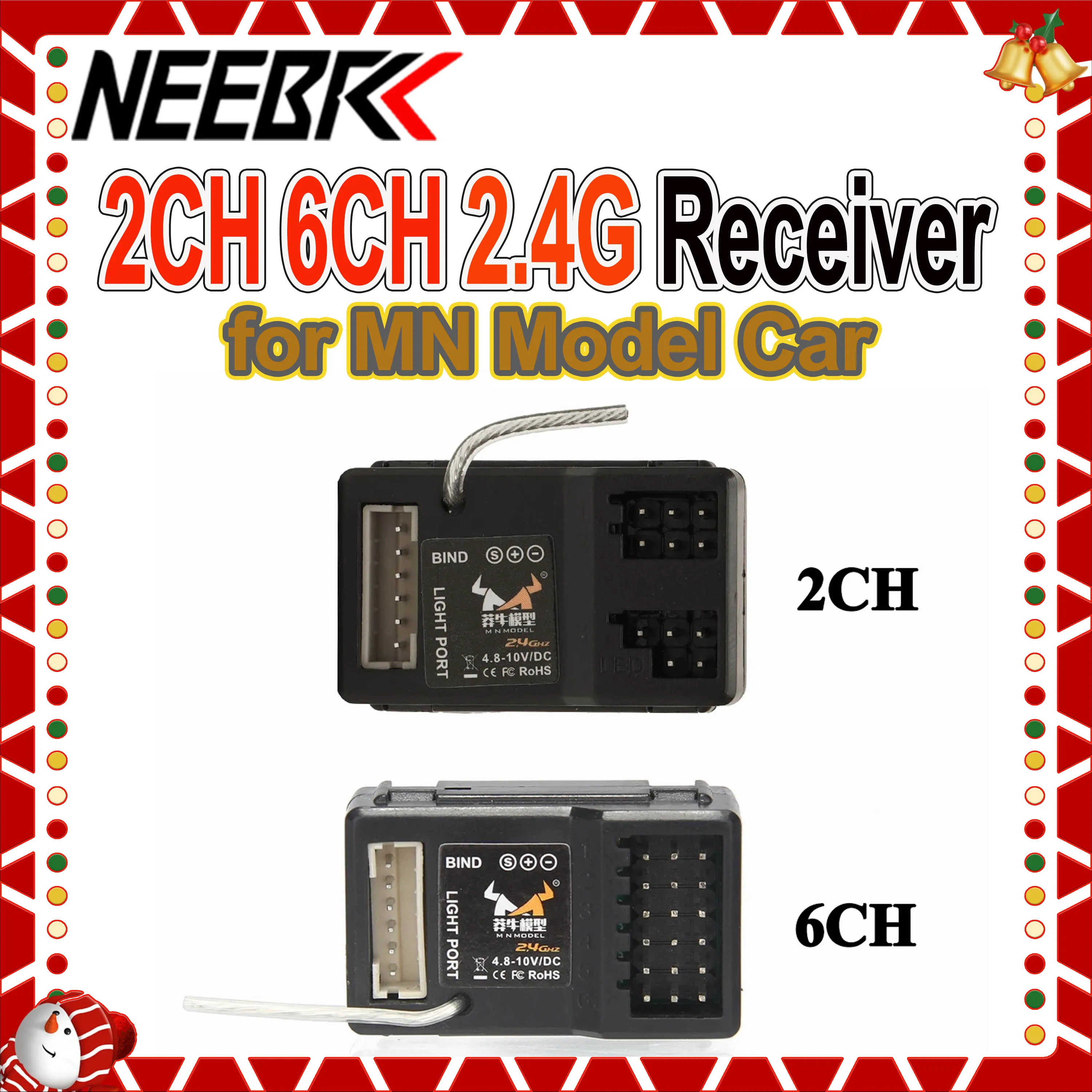2CH 6CH 2.4G Receiver LED Light Port 4.8-10V DC for 1/12 MN82 MN86 MN78 MN128 MN168 RC Crawler Car Boat Tank Model Part