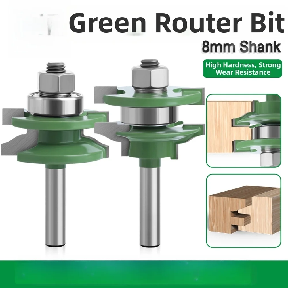 

2pcs/set 8mm Shank Woodworking Router Bit Cabinet Door Frame Connecting Cutter For Wood Cutting Slotting Shaping