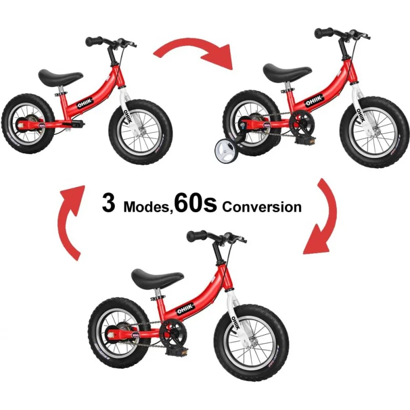 2 in 1 for 2 3 4 5 6 7 Years Old,Balance to Pedals ,12 14 16 inch Kids Bike,with Pedal kit,Training Wheels,Brakes