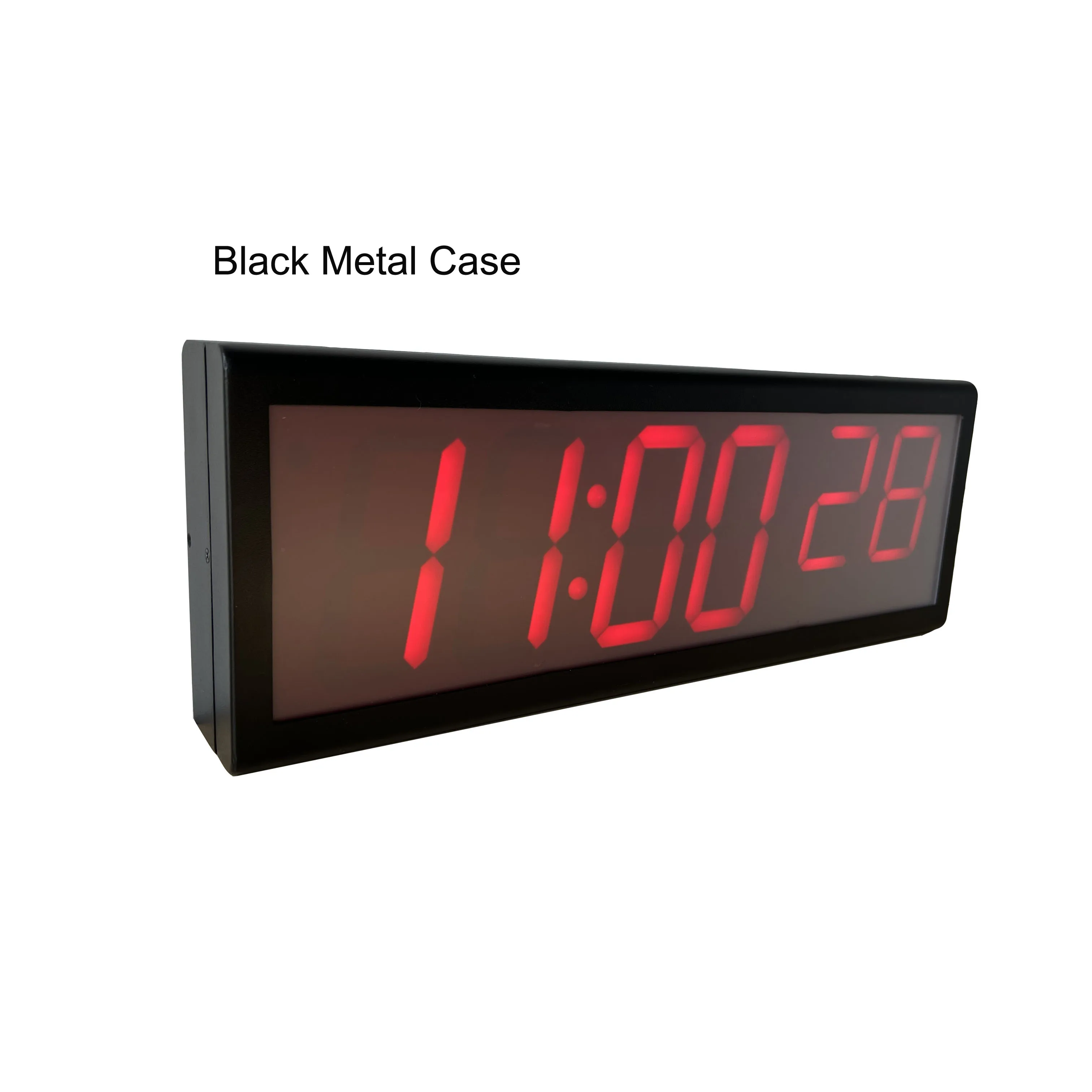 

6-digit Red LED PoE NTP IP Synchronized Clock, HH:MM:ss, Black Metal Case