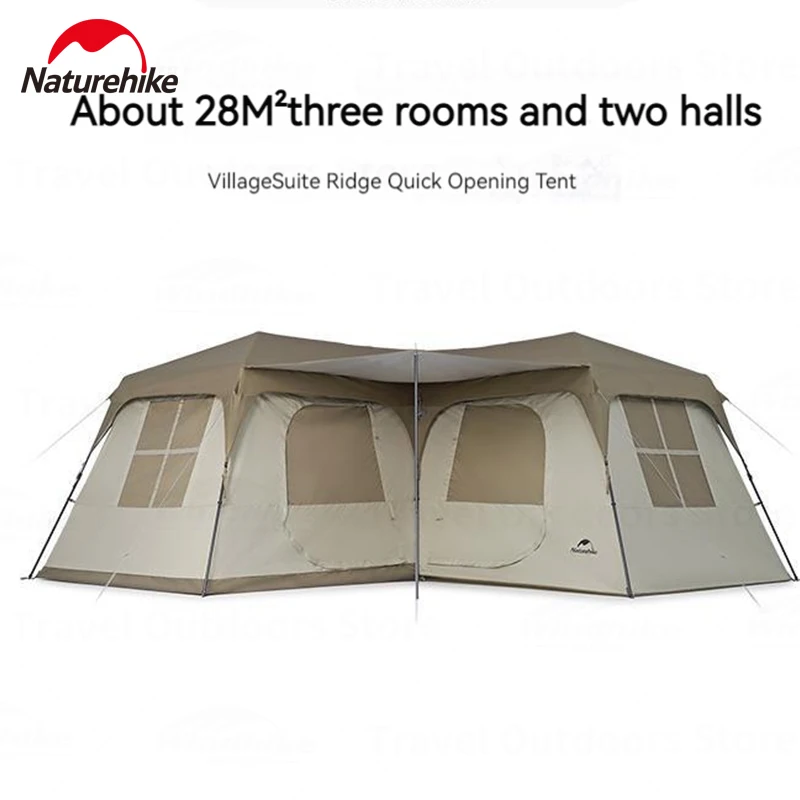 

Naturehike Camping Double Layer Automatic Tent 10-12 Person 28㎡ Travel Tent Can Be Spliced Tents UPF50+ Outdoor Waterproof Tent