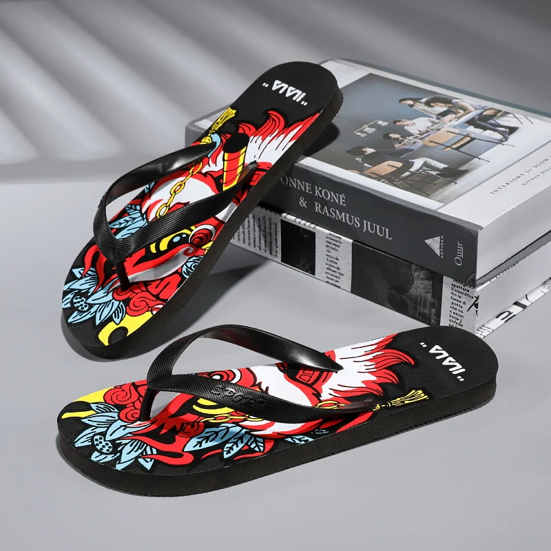 

A pair of teenagers solid printed flip flops wear-resistant non-rub for pool outdoor water play daily casual wear AL-H16