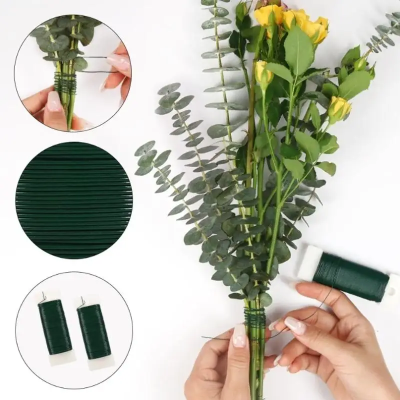1/2/3/6Roll Green Floral Wires Twisted Metal Wire Multifunctional Metal Wire Twist Tie Gardening Binding Straps Floral Arranging