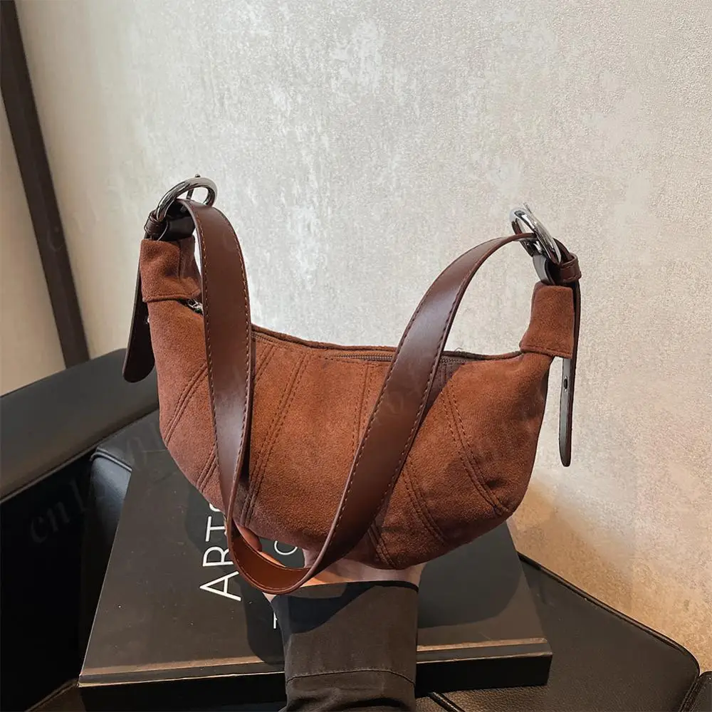 PU Croissant Hobo Bag Women Fashion Shoulder Bag Simple Tote Purse Half Moon Crossbody Bag Dumpling Bag Stylish Commuting Bag