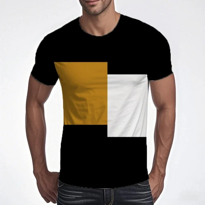 Sommermode Sport Herren T-Shirt 3D Geometrischer Druck Locker Bequem Alltagstauglich O-Ausschnitt Kurzarm Herrenbekleidung