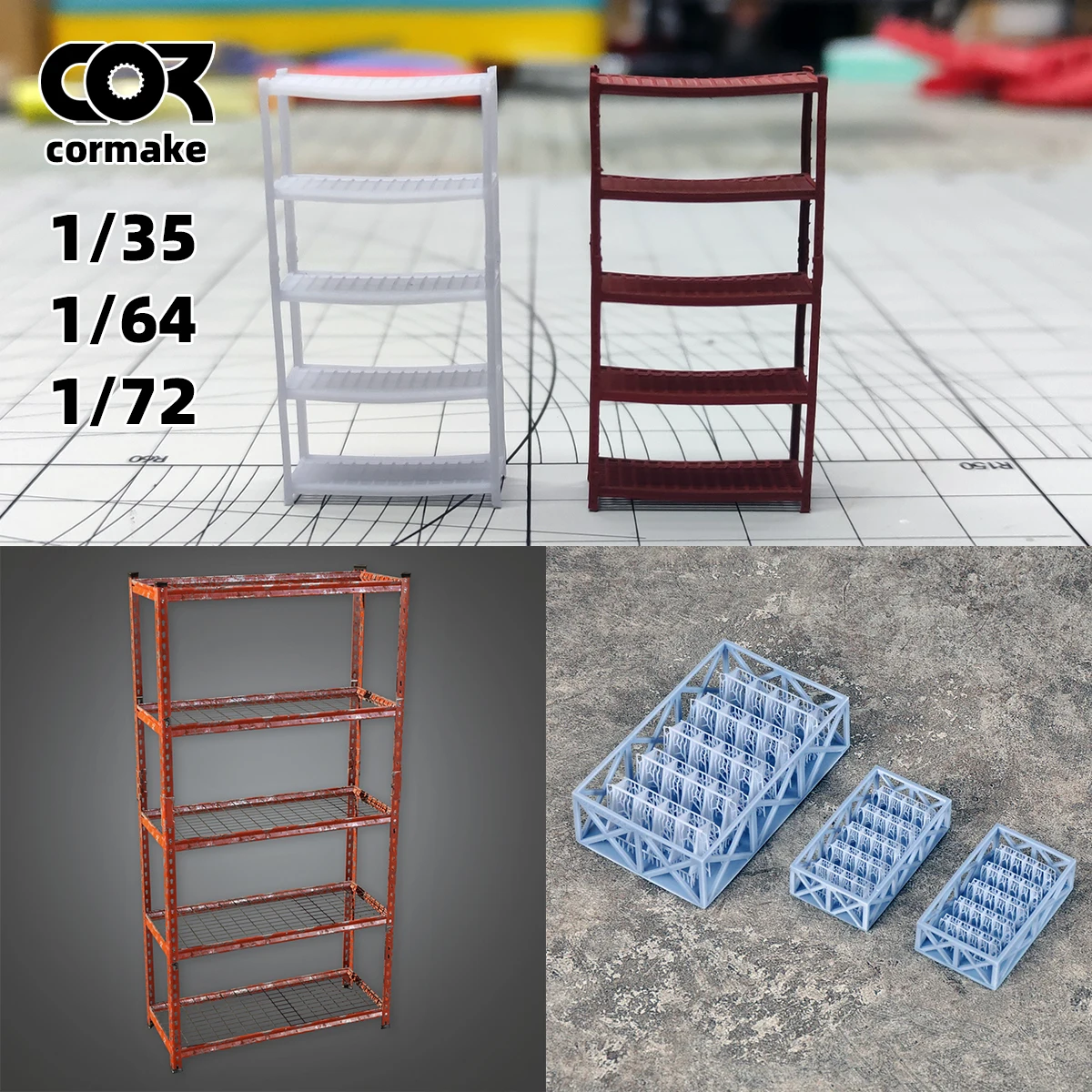

Сборные железные стеллажи для товаров, складские полки, мягкий декор, диорама с песочным столом, наборы для масштабных моделей 1/72, 1/64, 1/35, 1/32