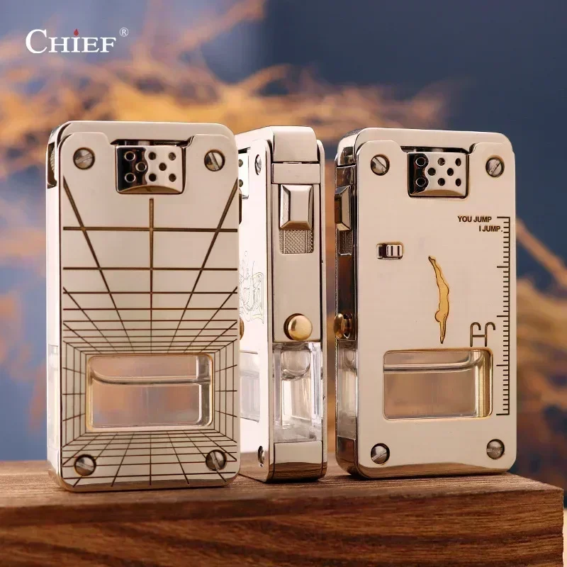 2025 Chief Kerosene Lighter Creative Transparent Oil Compartment Can Be Automatic Ignition Men's Gift Lighters Wholesale