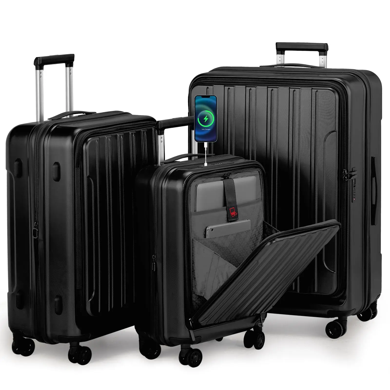 3-Piece Lightweight Luggage Set, Expandable Hardshell Suitcases with TSA Lock &  Wheels (20/24/28, )