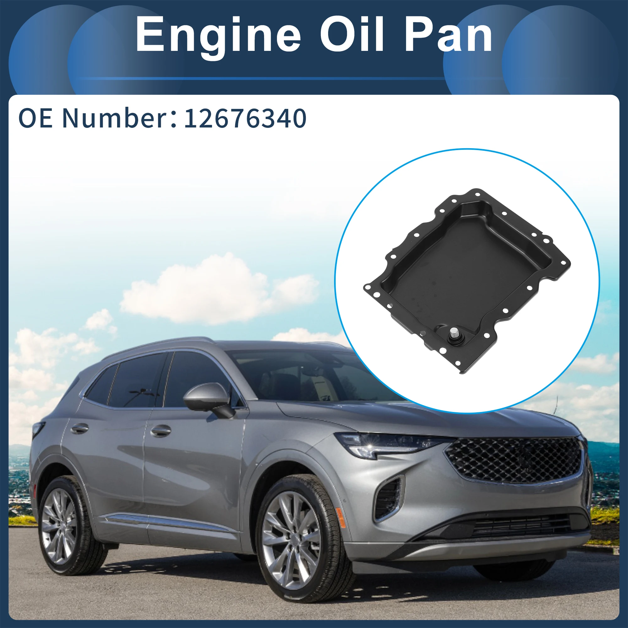 

UXCELL 1 шт. No 12676340 Масляный поддон двигателя для Buick Envision 2017-2020 Железный Черный