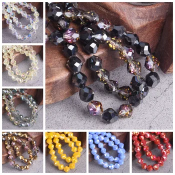 1 Strand 70pcs 7.5mm Shiny Colorful Plated Round Bicone Faceted Crystal Glass Loose Beads Wholesale Lot For Jewelry Making DIY