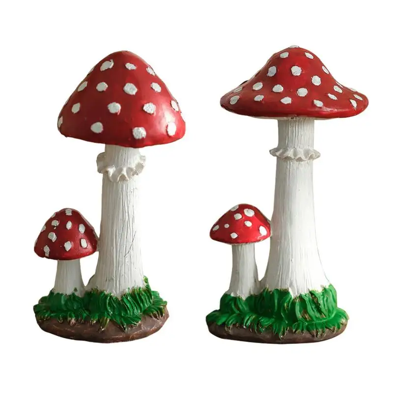 Realistic Resin Garden Statues Figurines Home Decor Small Mushroom Shape Figures Decorative Statues Fairy Garden Lawn Gifts