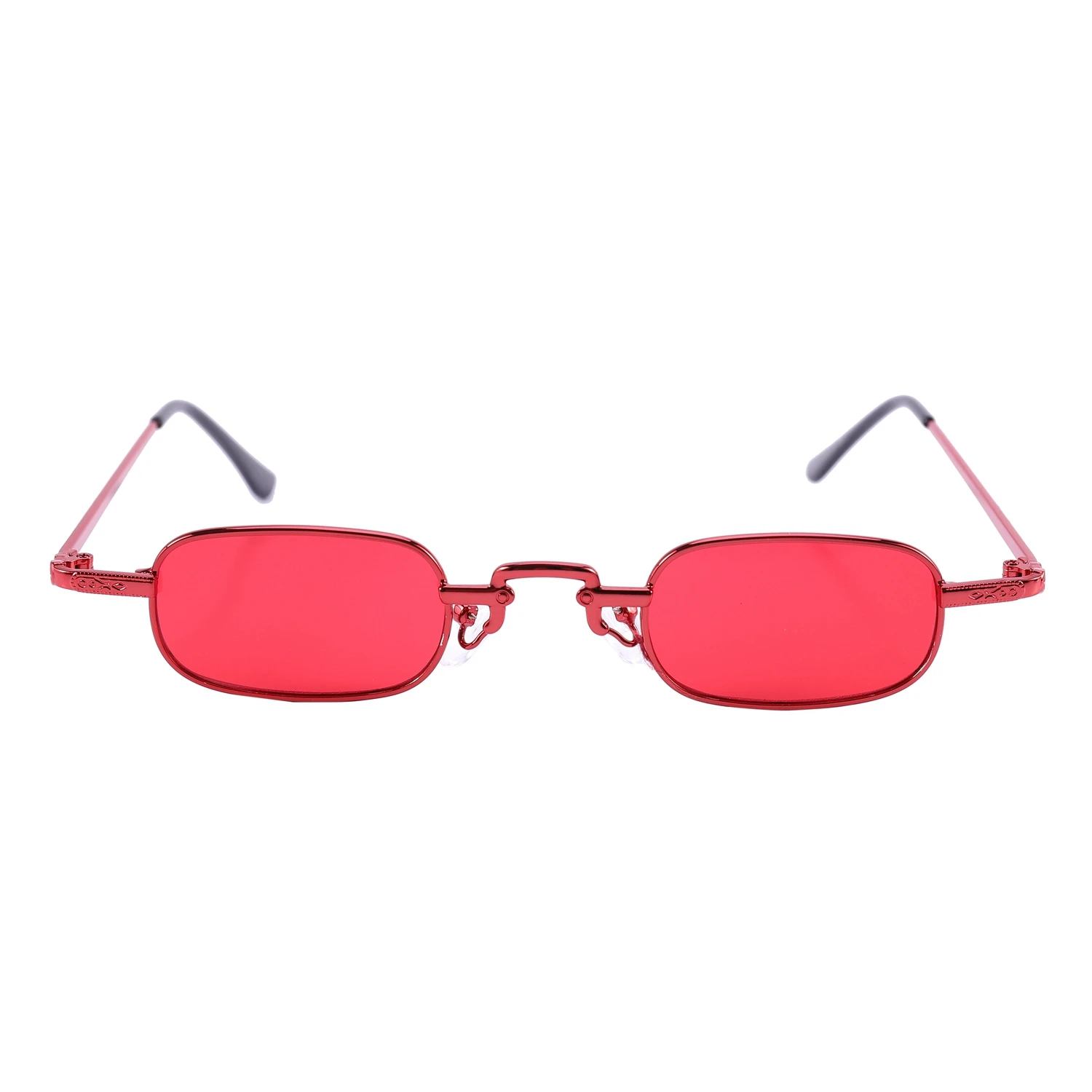 

Retro Punk Glasses Clear Square Sunglasses Female Retro Sunglasses Men Metal Frame-Red