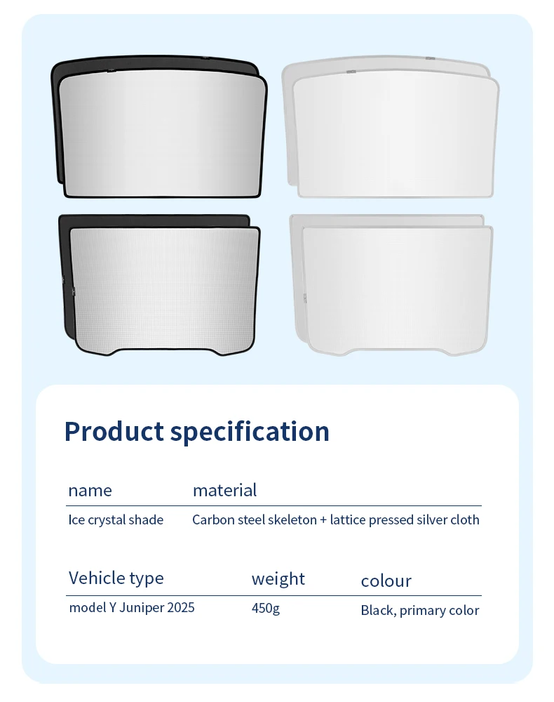 Heenvn Für Tesla Model 3 Y Model 3 Highland Model Y Juniper 2025 2026 Eiskleid-Schnallen-Sonnenschutz Sonnenblende Auto Vorne Hinten Sonnendach – Detail 33