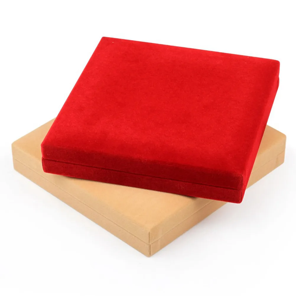 

Flocking Jewelry Gift Box Red Square Necklace Holder Exquisite Jewelry Packing Case Fashion Ring Storage Organizer for