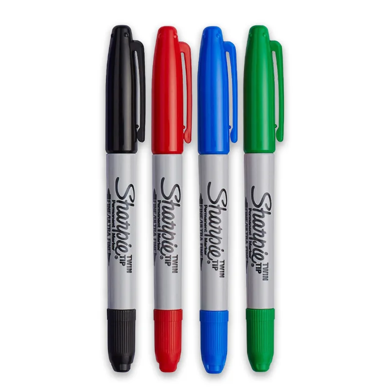 4colors/Lot Sharpie Permanent Marker Pen Twin Tip Fine Markers Quick Dry Ink Smooth Writing Cd Marker Pennarello