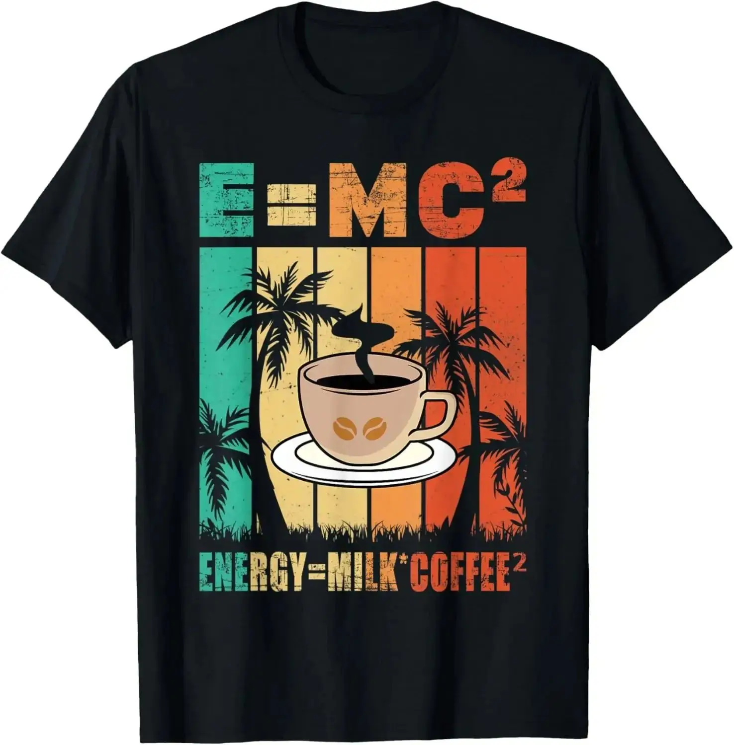 Y2k Top E=MC2 Funny Science Coffee Energy Milk Coffee Gift T-Shirt Funny Printed Graphic T Shirts Casual Loose Streetwear Unisex