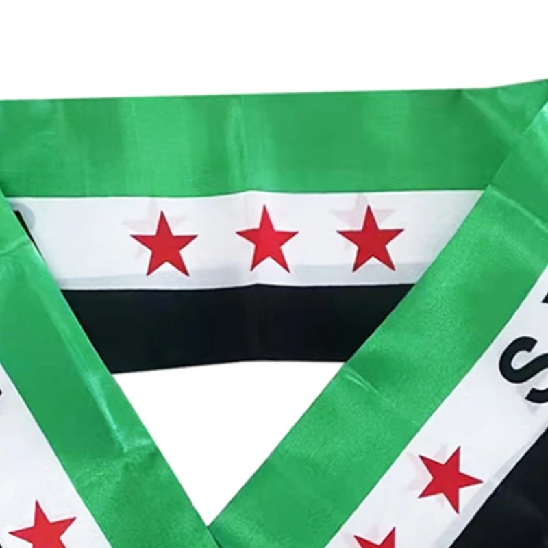 Double Side Syrian Flags Scarf for Various Occasion Holiday Gathering Accessories Flags Banners Festival National Flags Sash