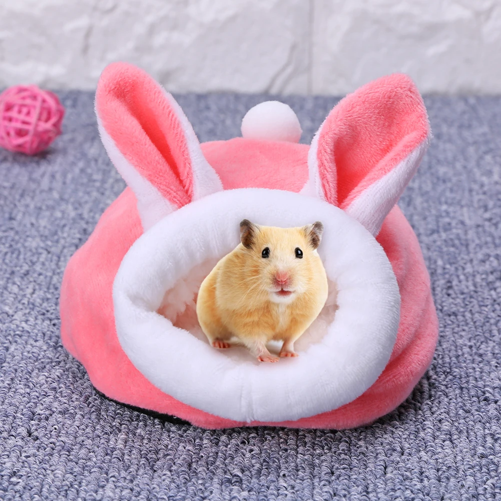 Cute Pet Sleeping House Plush Warm Hamster Puppy Kitten Bed Soft Nest Kennel Mat