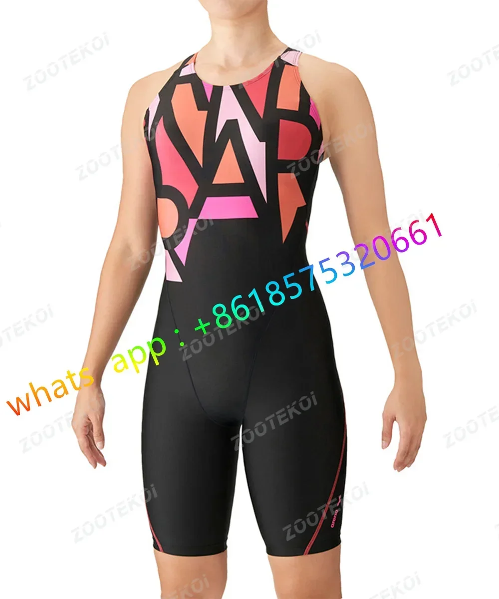 Women One Piece Swimwear Knee Length Swimsuit Bodysuit Swimming Pool Sports Professional Training Comfortable Swimwear 2023