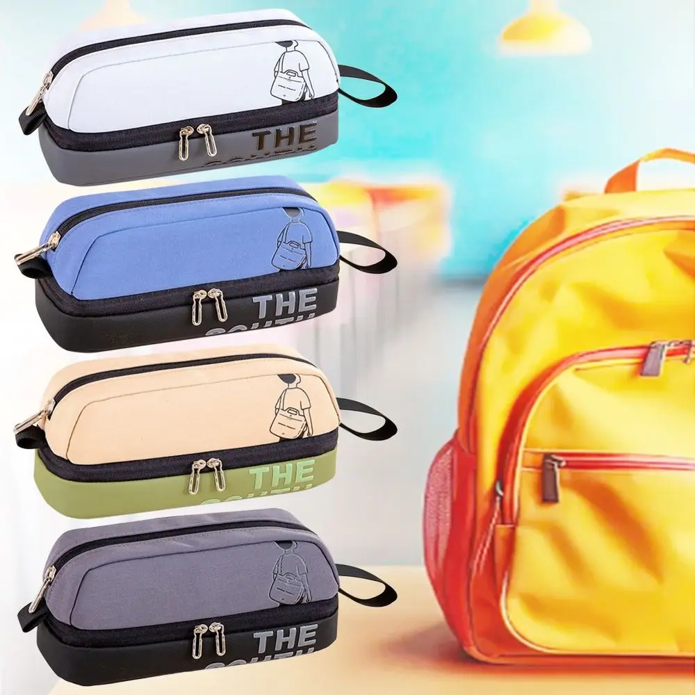 New Portable Pen Bag Three-layer Large Capacity Pencil Case Pen Box Gift