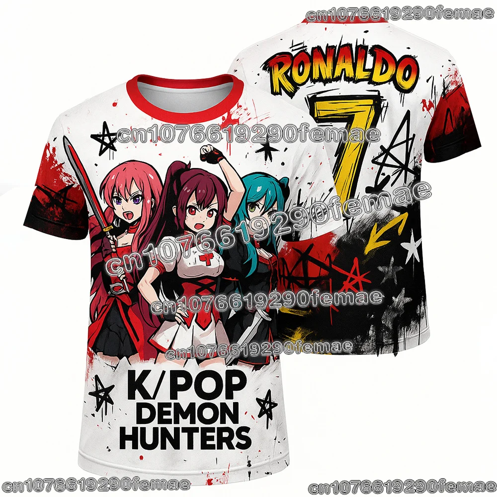 جديد رونالدو ثلاثية الأبعاد مطبوعة الكرتون أنيمي تي شيرت الاطفال الكبار كرة القدم كرة القدم مروحة الطبعة التدريب جيرسي ملابس رياضية مريحة #4