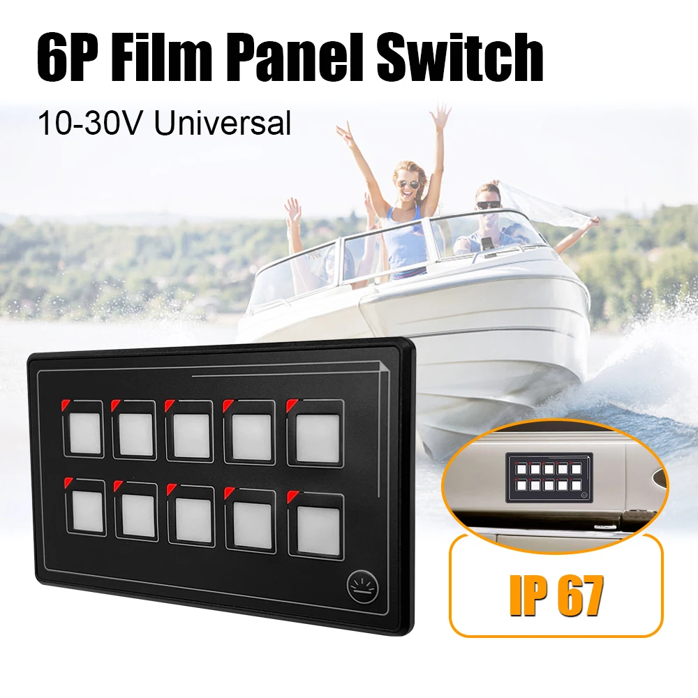 10V-30V Button Switch Panel with Backlight USB Cable APP Control 6 Pin Membrane Control Box Circuit Control with PPTC Universal