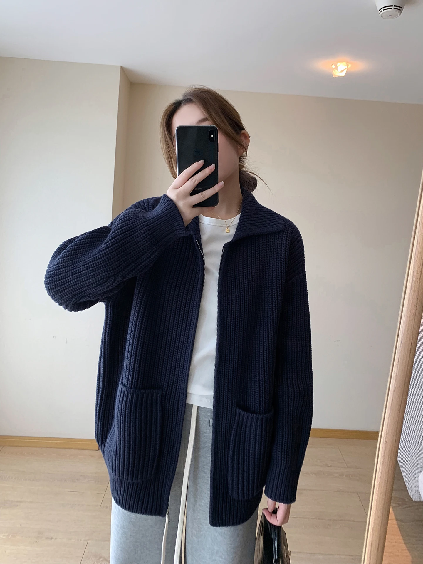 

Свободный повседневный женский свитер на молнии, топ синего цвета, осенне-зимняя удобная верхняя одежда, пальто бренда Yuyua