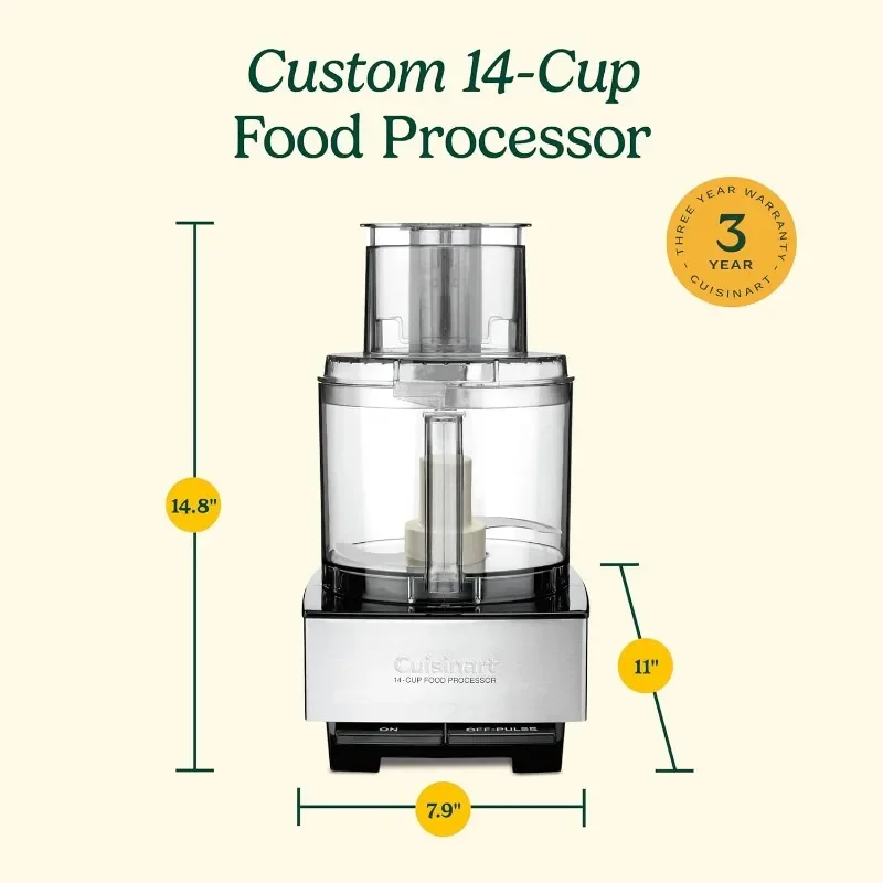 Cuisinart เครื่องเตรียมอาหาร7ถ้วย, มอเตอร์600วัตต์, สีขาว, DLC-10SYP1