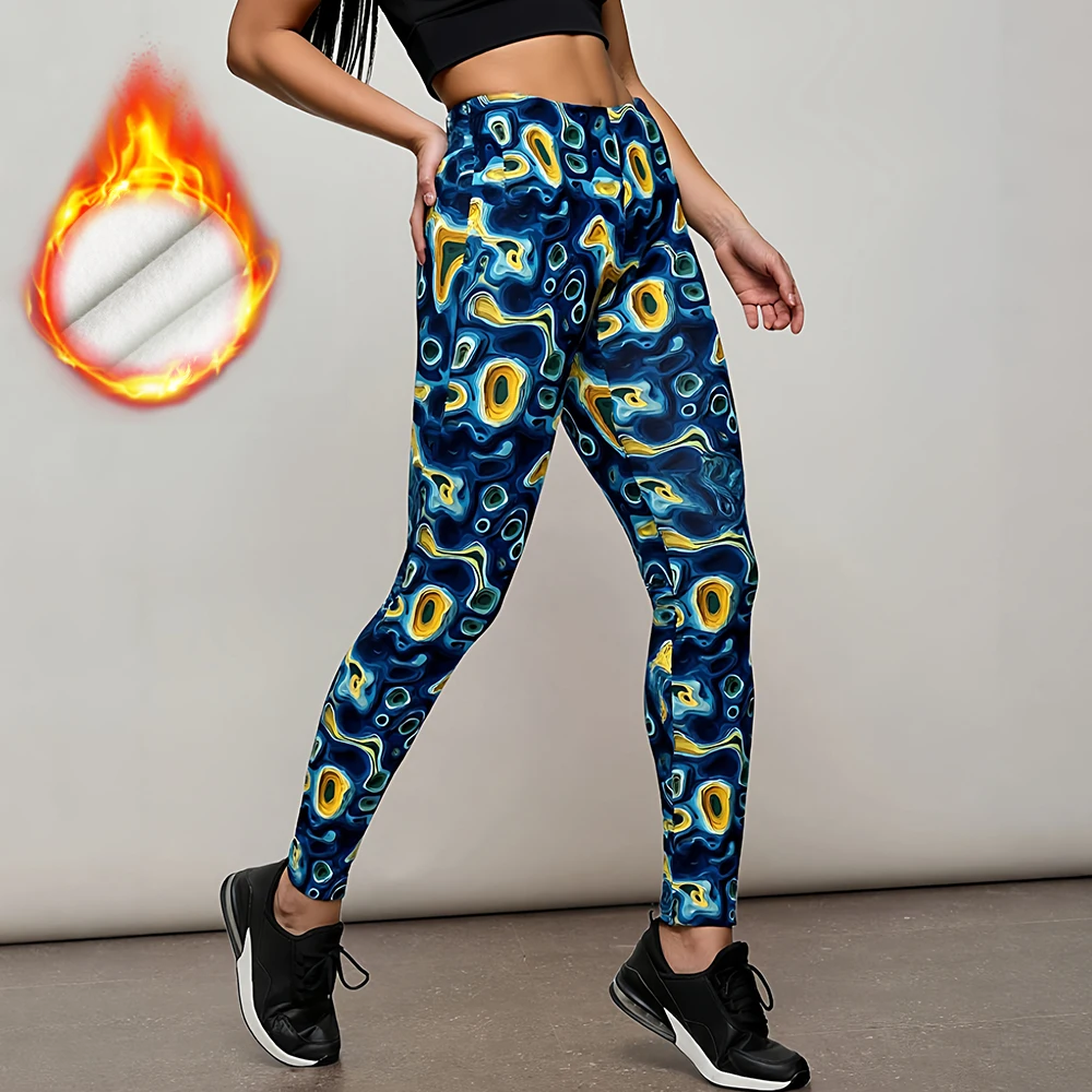 

Осенние леггинсы Mia Muse, женские спортивные леггинсы до щиколотки с вентилируемым контрастным цветным принтом и натуральной талией