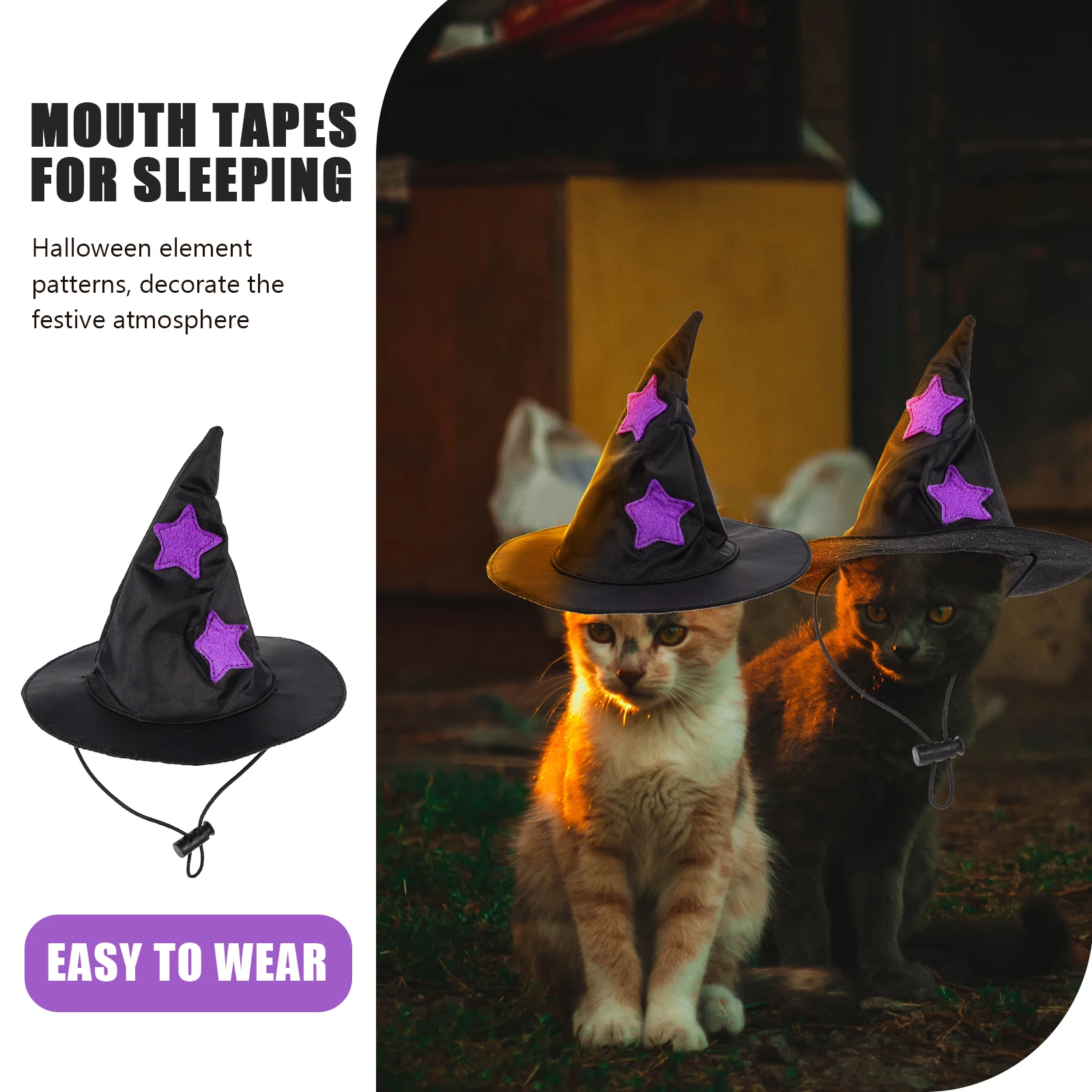 

Halloween Pet Witch Hat Adjustable Dog Cat Hat Lightweight Cosplay Costume Party Festival Decoration Cat Witch Caps