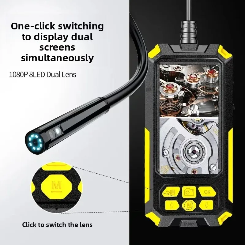 Lens dual screen endoscope high definition camera car repair sewer inspection industrial visual detector