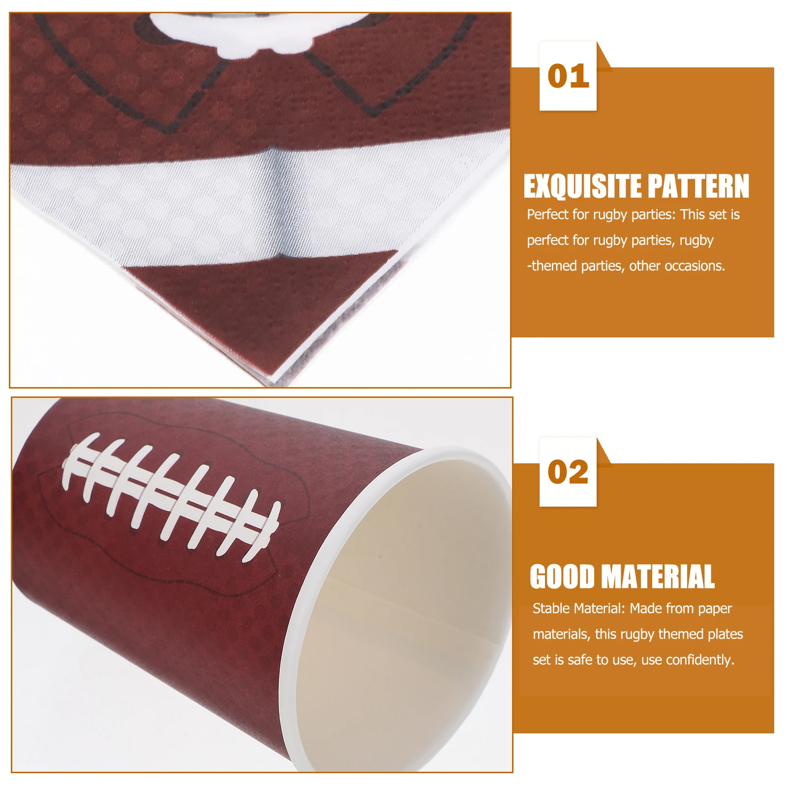 

Rugby Tableware Set Paper Plates Pull Flag Tablecloth Party Dinnerware Themed Pattern Cups