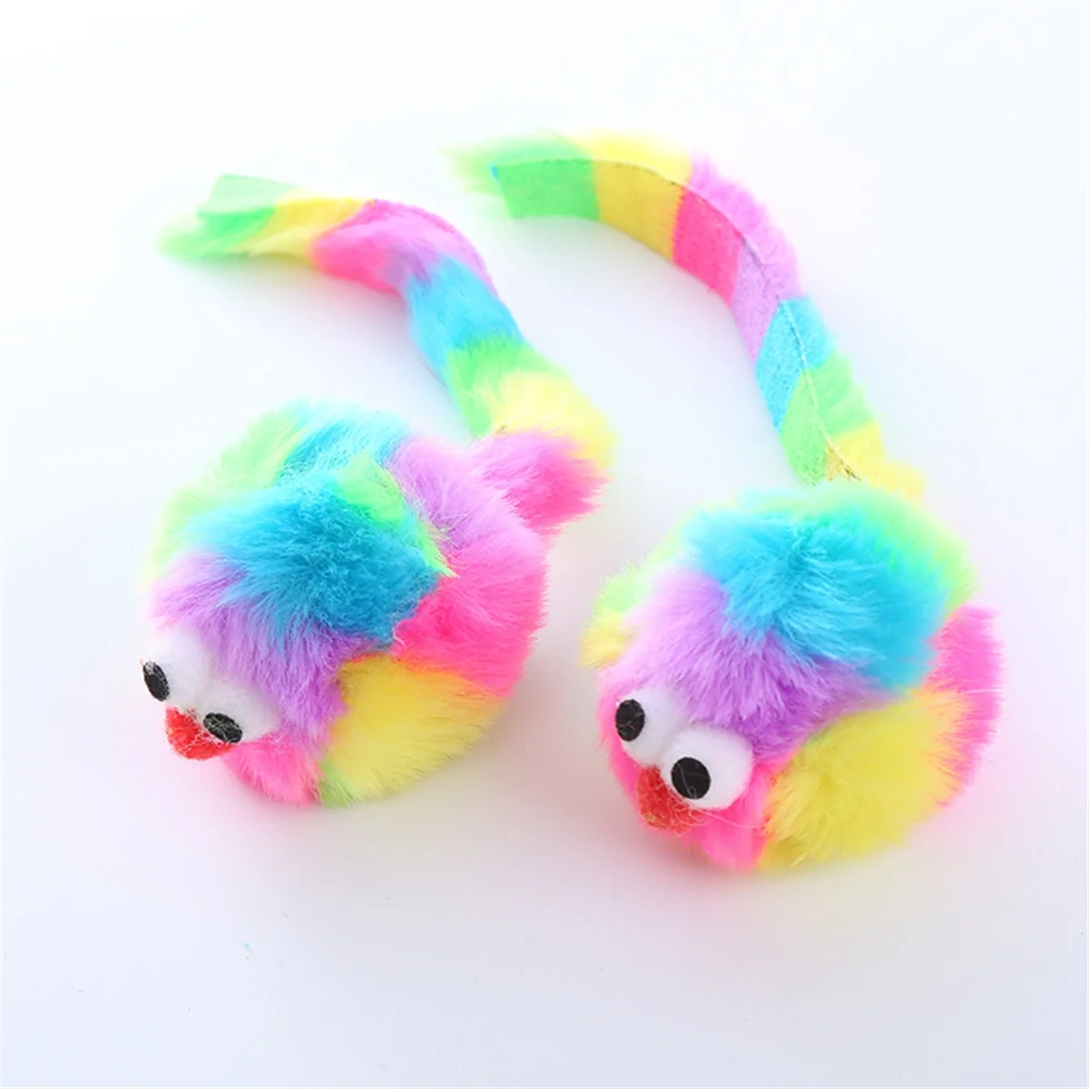 10PCS Rainbow Rabbit Plush Mouse Toy Includes Rattonite Bite Resistant Interactive Play Pet Supplies