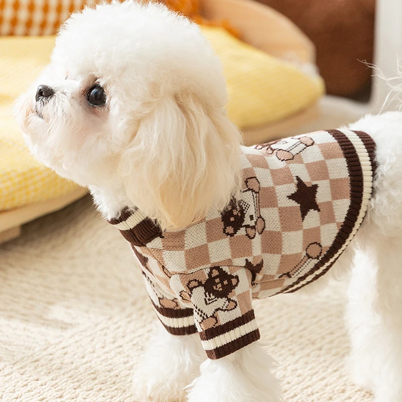 Autumn Dog Knitted Sweater Fashion Dog Clothes Cute Print Puppy Pullovers Warm Cat Sweater Pet Costumes Chihuahua Dog Supplies