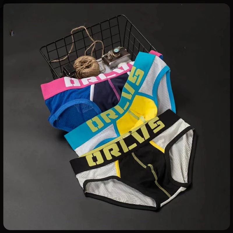 Men's Underwear Briefs Wide Crotch Soft Nylon Mesh Breathable Sport Shorts Anti-Roll Edge Sexy Bikini Slip Homme Calzoncillos