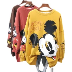 Nowe bluzy bluzy damskie jesienne Mickey Mouse nadruk kreskówkowy bluzy damskie z długim rękawem bluzy z kapturem gorące bluzy