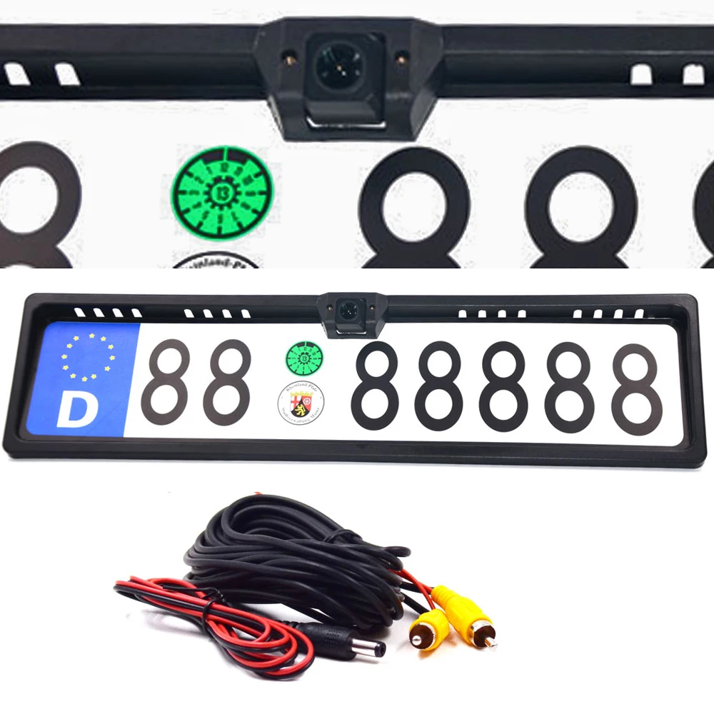 Car Rear View Camera EU European License Plate Frame Waterproof Night Vision Reverse Backup with 4 Or 8 12 LED Light