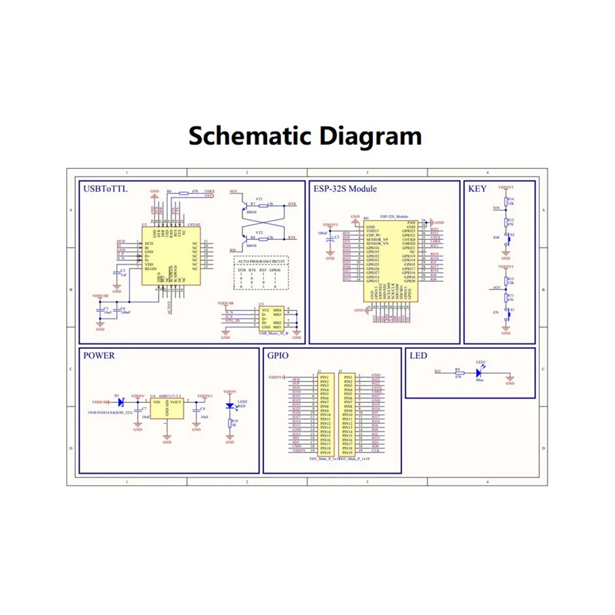 ESP-WROOM-32E WIFI Dual Core CPU Development Board ESP-WROOM-32E WIFI+Bluetooth Main Board Serial Port Module