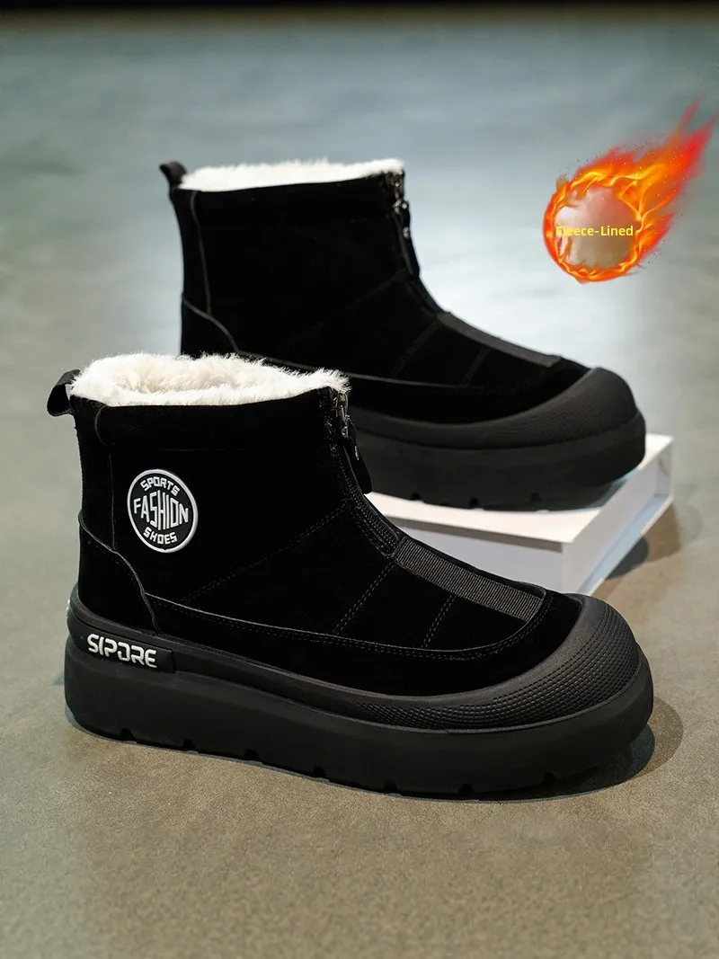 Men's Winter Snow Boots Thickened Fleece High Top Warm below Zero Cold Resistant Large Cotton Boot High Help Thick Bottom Bre...
