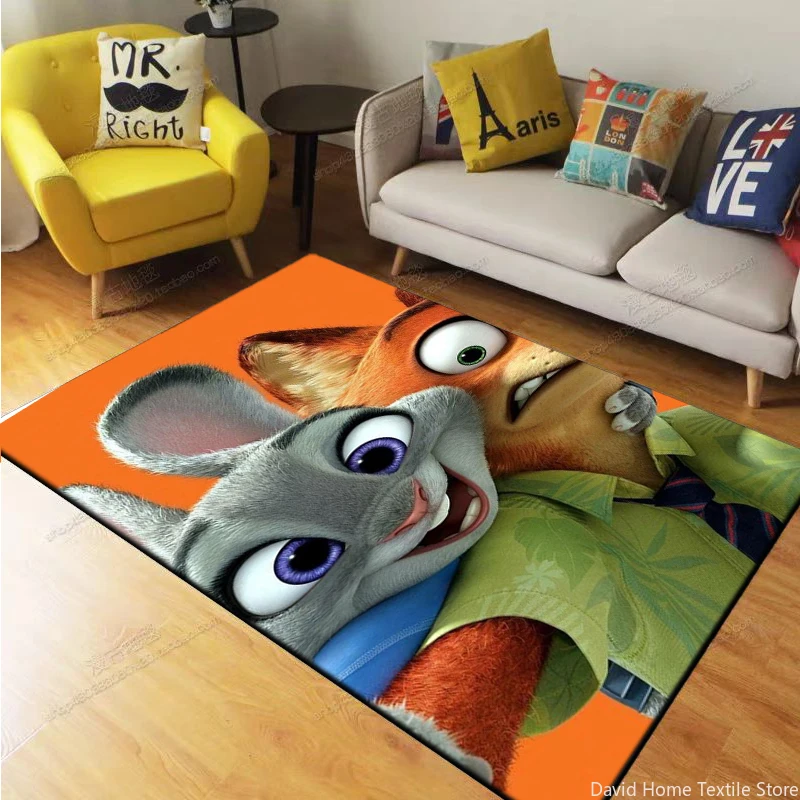 Zootopia Cartoon Rug Bedroom Decoration Bathroom Anti-Slip Doormat Living Room Carpet Sofa Coffee mat for Children's gifts